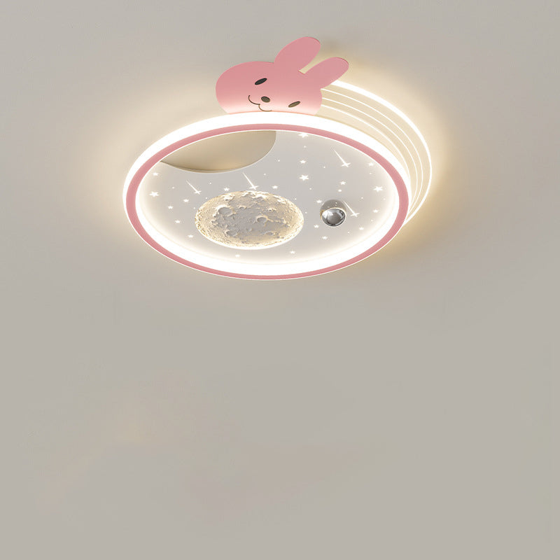 Modern Art Deco Kids Acrylic Resin Bunny Panda LED Flush Mount Ceiling Light Stylish Bedroom Living Room Décor Energy-Efficient Illumination Fun Children's Ceiling Fixture Unique Design Playful Lighting Solution Decorative Lighting for Kids Room Nursery R