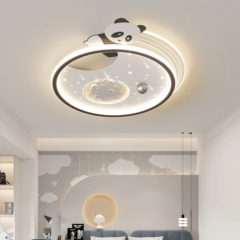 Modern Art Deco Kids Acrylic Resin Bunny Panda LED Flush Mount Ceiling Light Stylish Bedroom Living Room Décor Energy-Efficient Illumination Fun Children's Ceiling Fixture Unique Design Playful Lighting Solution Decorative Lighting for Kids Room Nursery R