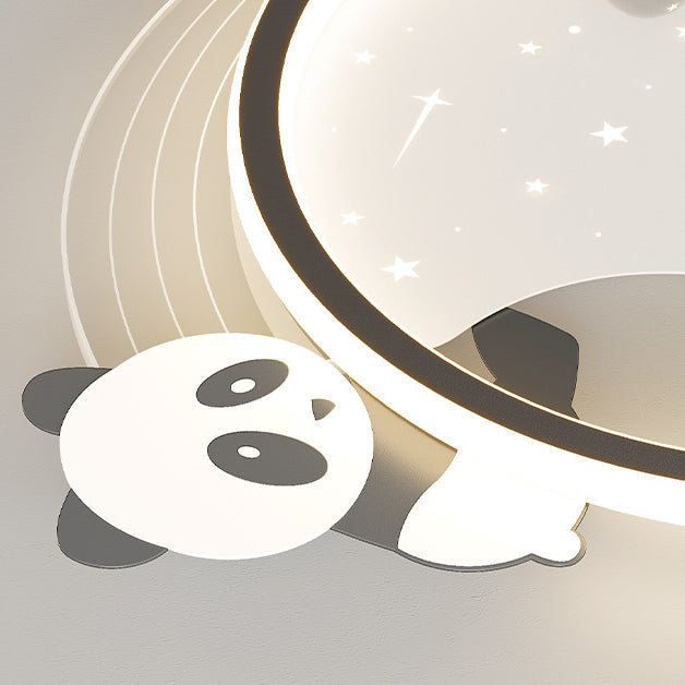 Modern Art Deco Kids Acrylic Resin Bunny Panda LED Flush Mount Ceiling Light Stylish Bedroom Living Room Décor Energy-Efficient Illumination Fun Children's Ceiling Fixture Unique Design Playful Lighting Solution Decorative Lighting for Kids Room Nursery R