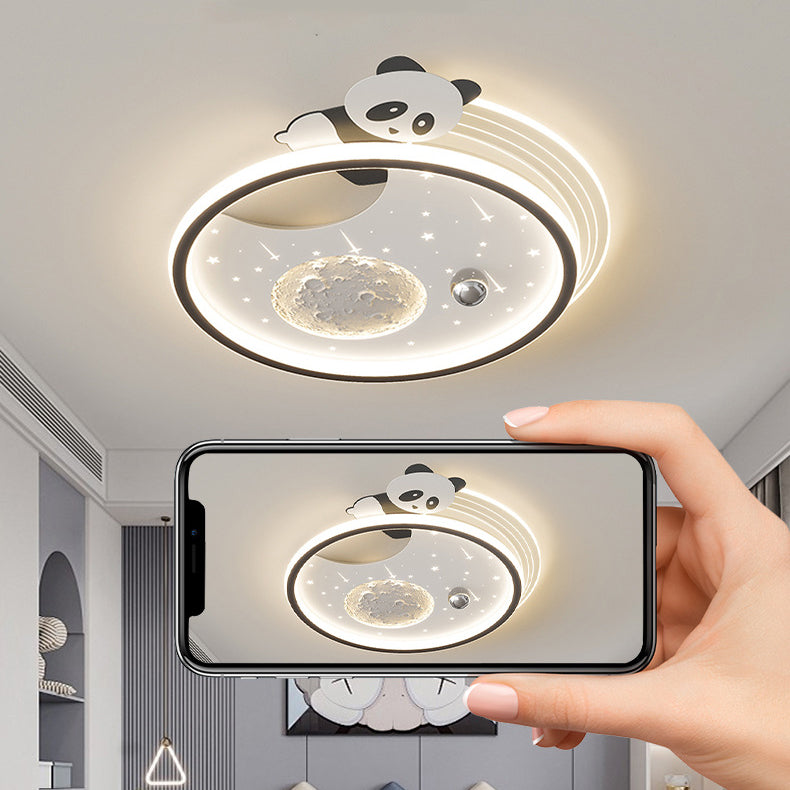 Modern Art Deco Kids Acrylic Resin Bunny Panda LED Flush Mount Ceiling Light Stylish Bedroom Living Room Décor Energy-Efficient Illumination Fun Children's Ceiling Fixture Unique Design Playful Lighting Solution Decorative Lighting for Kids Room Nursery R