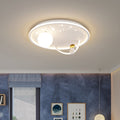 Modern Art Deco Kids Glass Acrylic Iron Astronaut Planet LED Flush Mount Ceiling Light Bedroom Living Room Home Decor Nursery Lighting Fixtures Unique Space Theme Children's Room Illumination Stylish Ceiling Lamp for Kids Room Adventure Decor