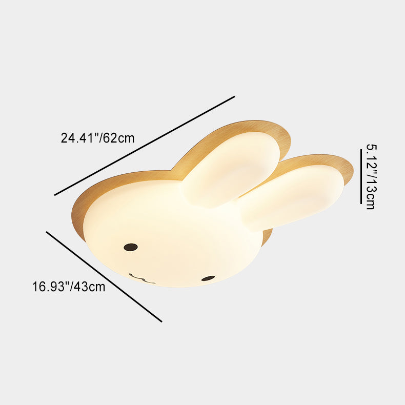 Modern Art Deco Kids PE Iron Rabbit Shape LED Flush Mount Ceiling Light Bedroom Ceiling Fixture Nursery Lighting Stylish Kids Room Decor Rabbit Design Lighting Fixture