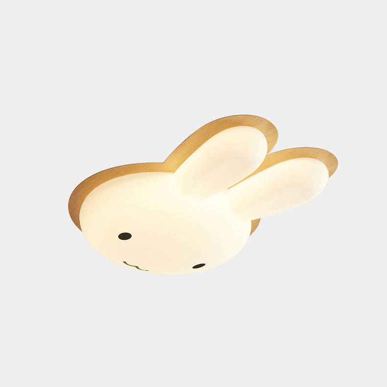 Modern Art Deco Kids PE Iron Rabbit Shape LED Flush Mount Ceiling Light Bedroom Ceiling Fixture Nursery Lighting Stylish Kids Room Decor Rabbit Design Lighting Fixture