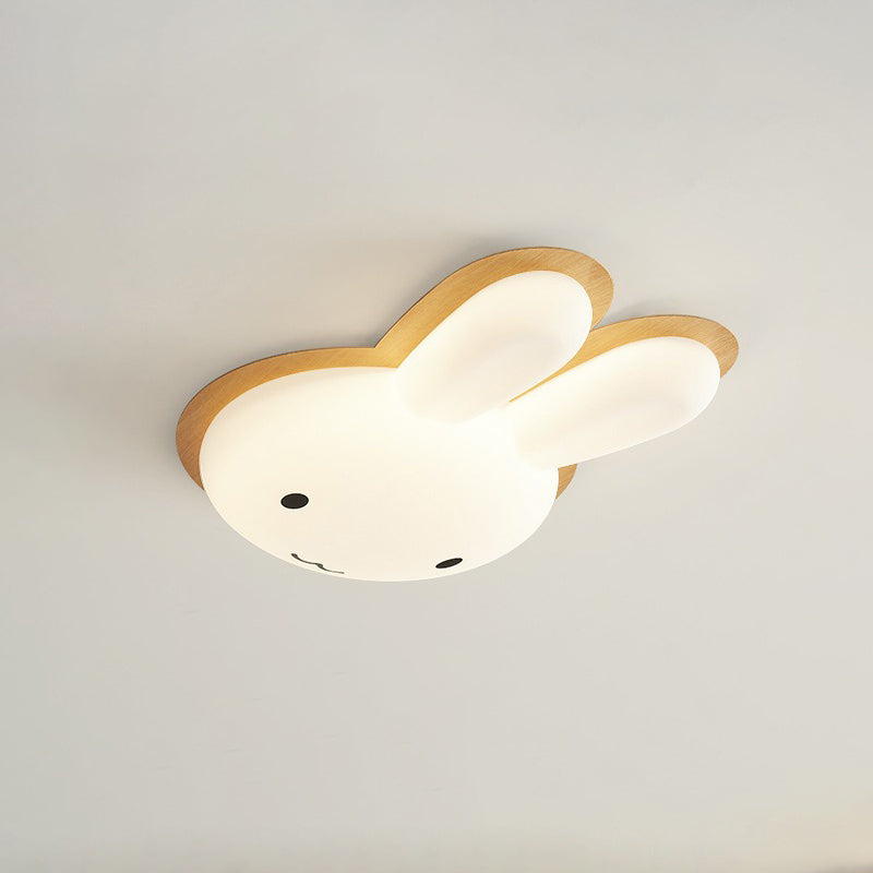 Modern Art Deco Kids PE Iron Rabbit Shape LED Flush Mount Ceiling Light Bedroom Ceiling Fixture Nursery Lighting Stylish Kids Room Decor Rabbit Design Lighting Fixture