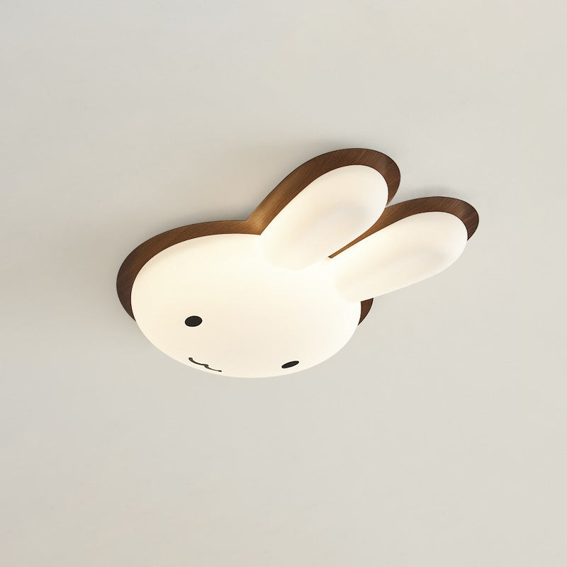 Modern Art Deco Kids PE Iron Rabbit Shape LED Flush Mount Ceiling Light Bedroom Ceiling Fixture Nursery Lighting Stylish Kids Room Decor Rabbit Design Lighting Fixture