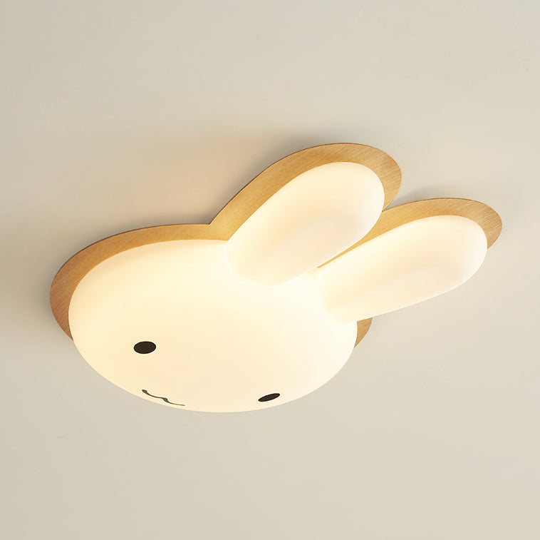 Modern Art Deco Kids PE Iron Rabbit Shape LED Flush Mount Ceiling Light Bedroom Ceiling Fixture Nursery Lighting Stylish Kids Room Decor Rabbit Design Lighting Fixture
