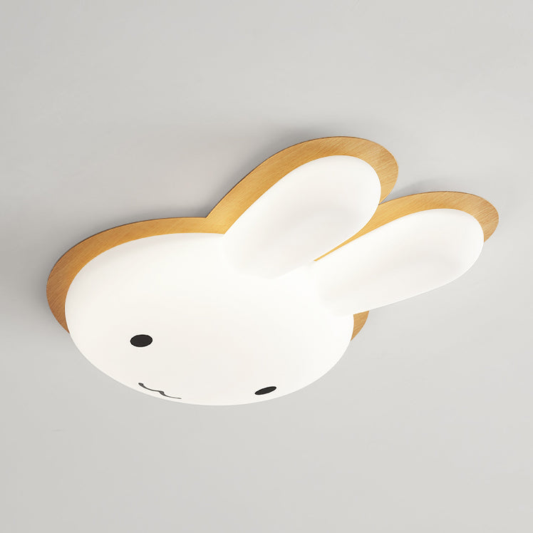 Modern Art Deco Kids PE Iron Rabbit Shape LED Flush Mount Ceiling Light Bedroom Ceiling Fixture Nursery Lighting Stylish Kids Room Decor Rabbit Design Lighting Fixture