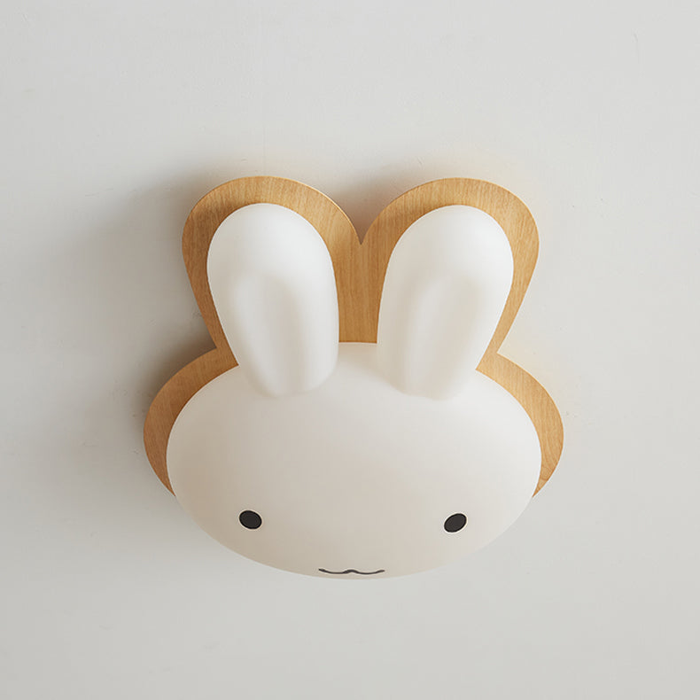 Modern Art Deco Kids PE Iron Rabbit Shape LED Flush Mount Ceiling Light Bedroom Ceiling Fixture Nursery Lighting Stylish Kids Room Decor Rabbit Design Lighting Fixture