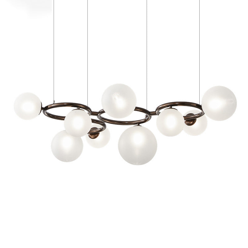 Contemporary Scandinavian Glass Iron Round Orb Chandelier - 5/7/9-Light for Bedroom & Living Room