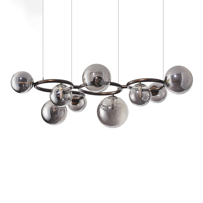 Contemporary Scandinavian Glass Iron Round Orb Chandelier - 5/7/9-Light for Bedroom & Living Room