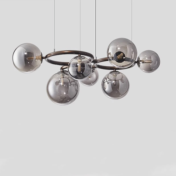 Contemporary Scandinavian Glass Iron Round Orb Chandelier - 5/7/9-Light for Bedroom & Living Room