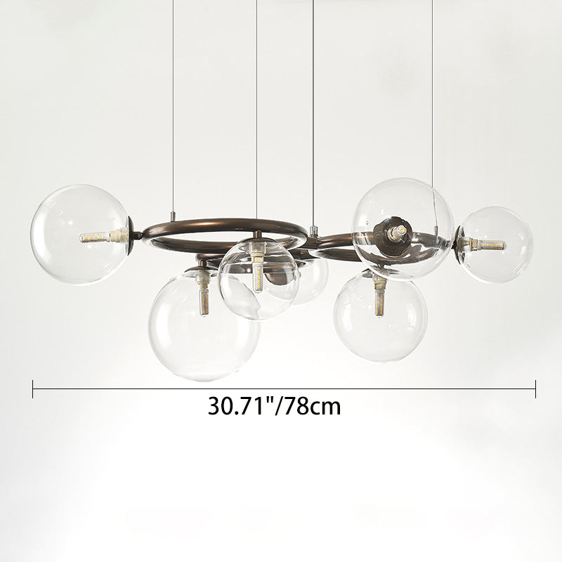 Contemporary Scandinavian Glass Iron Round Orb Chandelier - 5/7/9-Light for Bedroom & Living Room