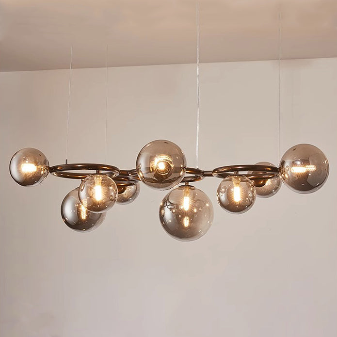 Contemporary Scandinavian Glass Iron Round Orb Chandelier - 5/7/9-Light for Bedroom & Living Room