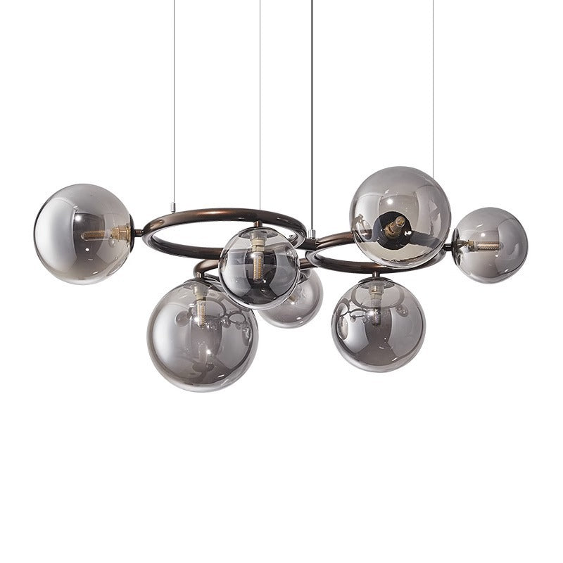 Contemporary Scandinavian Glass Iron Round Orb Chandelier - 5/7/9-Light for Bedroom & Living Room
