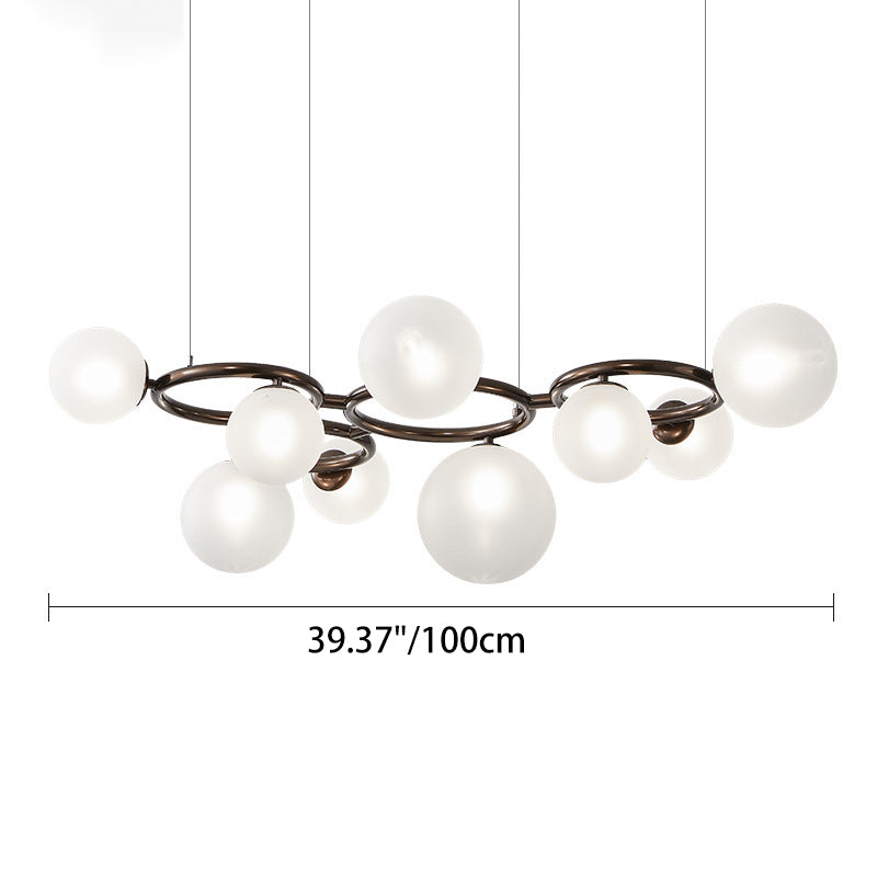 Contemporary Scandinavian Glass Iron Round Orb Chandelier - 5/7/9-Light for Bedroom & Living Room