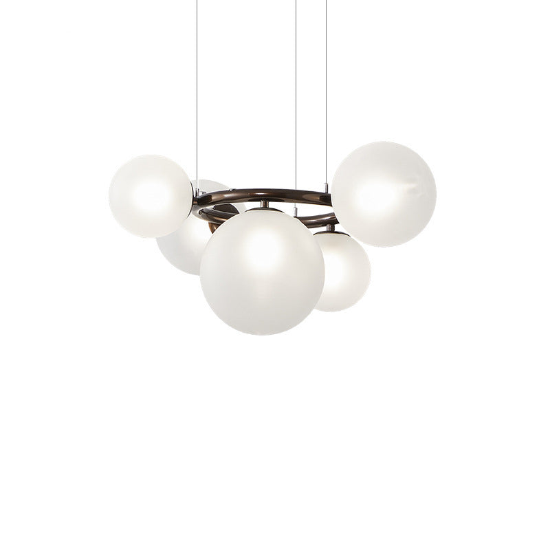 Contemporary Scandinavian Glass Iron Round Orb Chandelier - 5/7/9-Light for Bedroom & Living Room