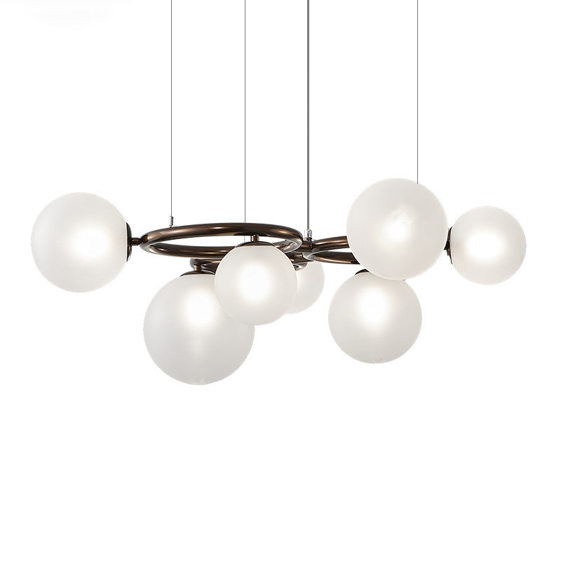 Contemporary Scandinavian Glass Iron Round Orb Chandelier - 5/7/9-Light for Bedroom & Living Room