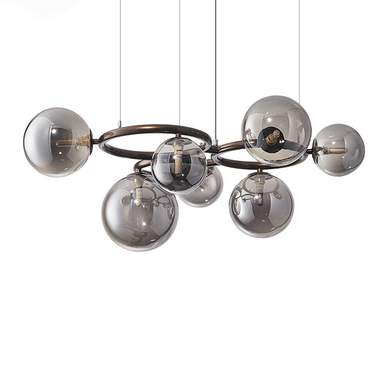 Contemporary Scandinavian Glass Iron Round Orb Chandelier - 5/7/9-Light for Bedroom & Living Room