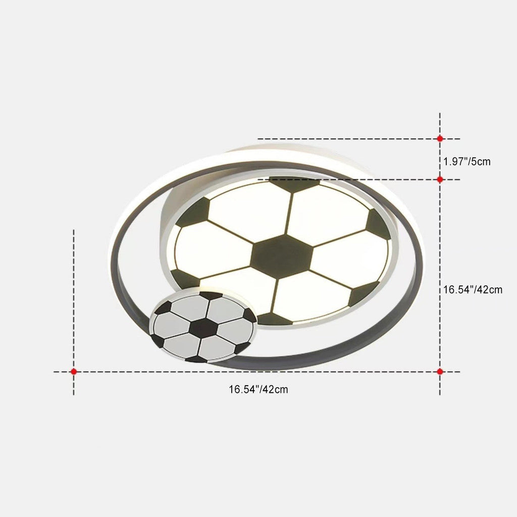 Modern Art Deco Kids Acrylic Iron Soccer-Shaped Round LED Flush Mount Ceiling Light for Bedroom, Sports-Themed Lighting, Children’s Room Decor, Decorative LED Ceiling Fixture, Soccer Bedroom Light, Kid-Friendly Illumination, Football Design Ceiling Lamp,