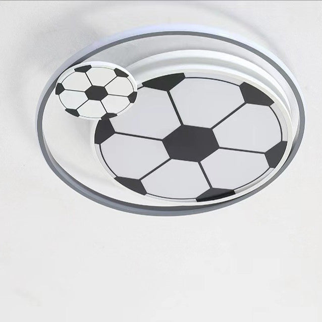 Modern Art Deco Kids Acrylic Iron Soccer-Shaped Round LED Flush Mount Ceiling Light for Bedroom, Sports-Themed Lighting, Children’s Room Decor, Decorative LED Ceiling Fixture, Soccer Bedroom Light, Kid-Friendly Illumination, Football Design Ceiling Lamp,