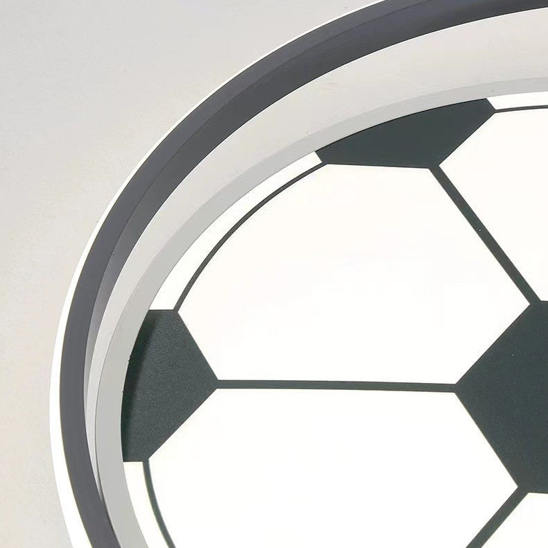 Modern Art Deco Kids Acrylic Iron Soccer-Shaped Round LED Flush Mount Ceiling Light for Bedroom, Sports-Themed Lighting, Children’s Room Decor, Decorative LED Ceiling Fixture, Soccer Bedroom Light, Kid-Friendly Illumination, Football Design Ceiling Lamp,