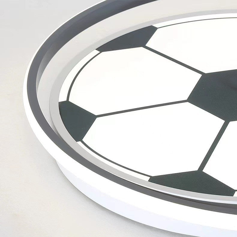 Modern Art Deco Kids Acrylic Iron Soccer-Shaped Round LED Flush Mount Ceiling Light for Bedroom, Sports-Themed Lighting, Children’s Room Decor, Decorative LED Ceiling Fixture, Soccer Bedroom Light, Kid-Friendly Illumination, Football Design Ceiling Lamp,