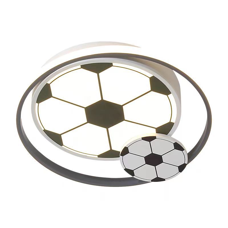 Modern Art Deco Kids Acrylic Iron Soccer-Shaped Round LED Flush Mount Ceiling Light for Bedroom, Sports-Themed Lighting, Children’s Room Decor, Decorative LED Ceiling Fixture, Soccer Bedroom Light, Kid-Friendly Illumination, Football Design Ceiling Lamp,