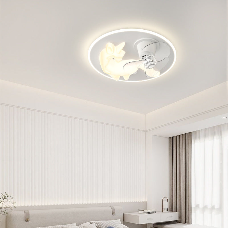 Modern Art Deco Iron Unicorn Shape Round LED Flush Mount Ceiling Light for Bedroom Living Room Fixture - Stylish Creative Lighting Design - Elegant Home Decor - Unique Decorative Ceiling Lamp - Durable Iron Construction - Energy Efficient LED Light - Cont
