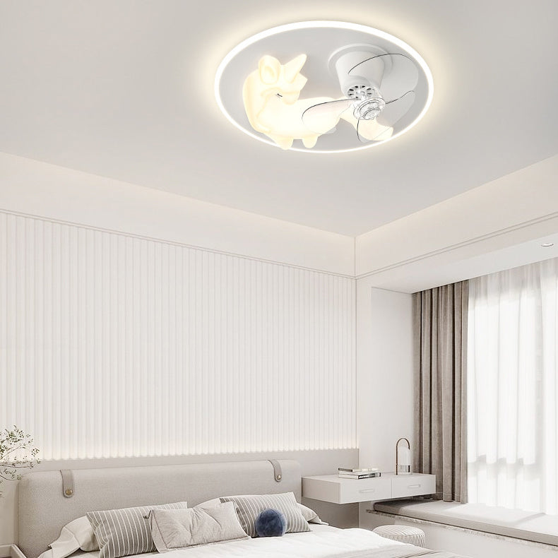 Modern Art Deco Iron Unicorn Shape Round LED Flush Mount Ceiling Light for Bedroom Living Room Fixture - Stylish Creative Lighting Design - Elegant Home Decor - Unique Decorative Ceiling Lamp - Durable Iron Construction - Energy Efficient LED Light - Cont