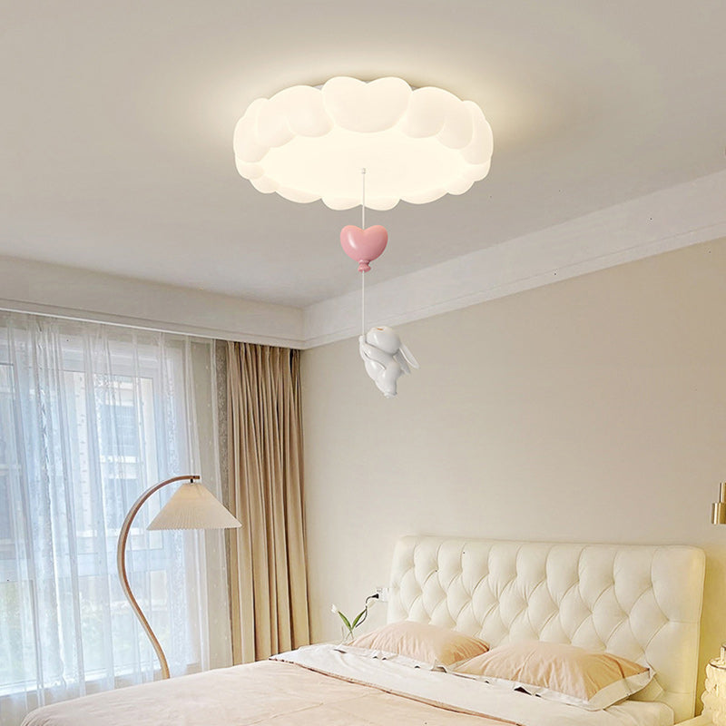 Modern Art Deco Kids Heart-Shaped Round LED Flush Mount Ceiling Light for Bedroom, Stylish Children's Room Lighting, Heart Design Ceiling Fixture, Energy Efficient LED Light, Decorative Night Light, Nursery Ceiling Lamp, Playful Children's Bedroom Illumin