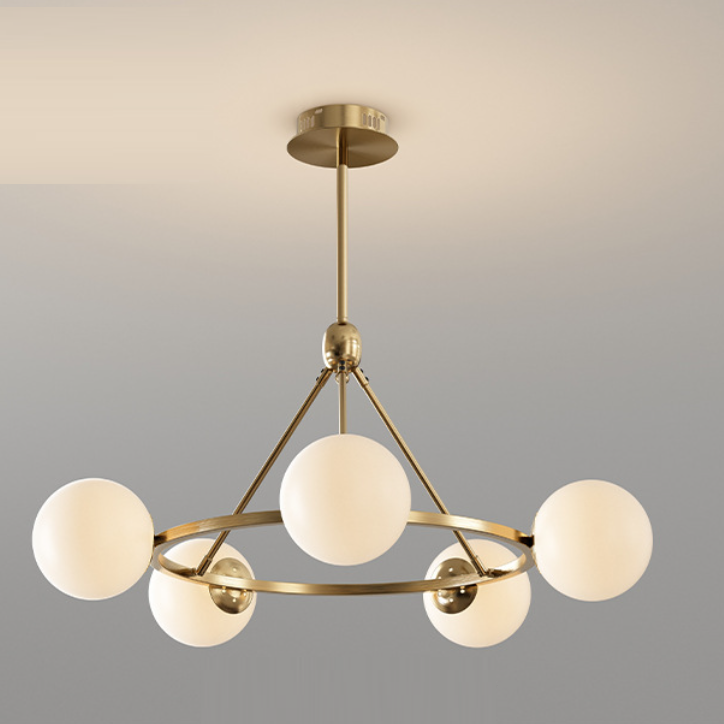 Contemporary Scandinavian Glass & Iron Globe Chandelier - 5/6/8-Light for Bedroom & Living Room