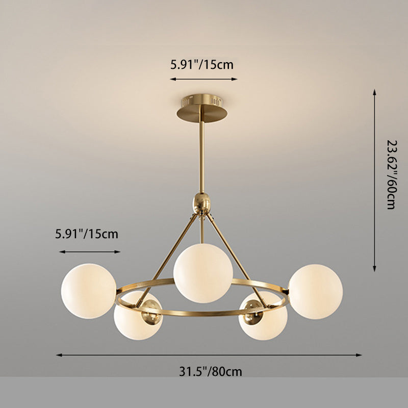 Contemporary Scandinavian Glass & Iron Globe Chandelier - 5/6/8-Light for Bedroom & Living Room