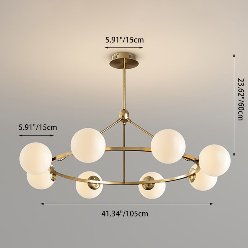 Contemporary Scandinavian Glass & Iron Globe Chandelier - 5/6/8-Light for Bedroom & Living Room