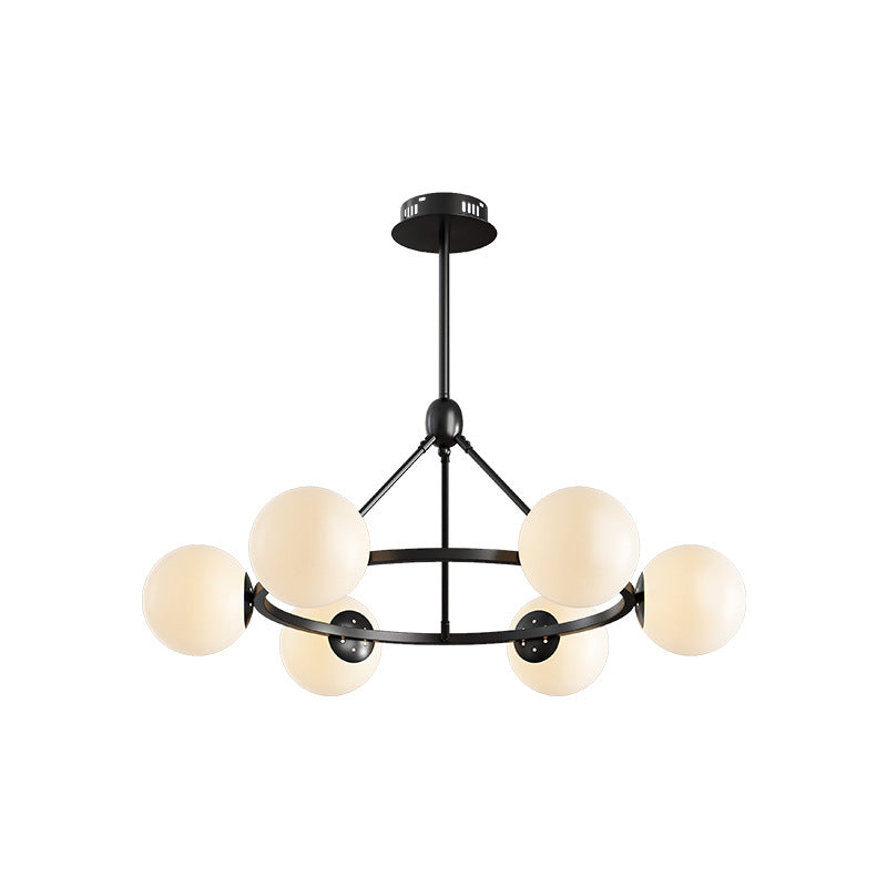 Contemporary Scandinavian Glass & Iron Globe Chandelier - 5/6/8-Light for Bedroom & Living Room