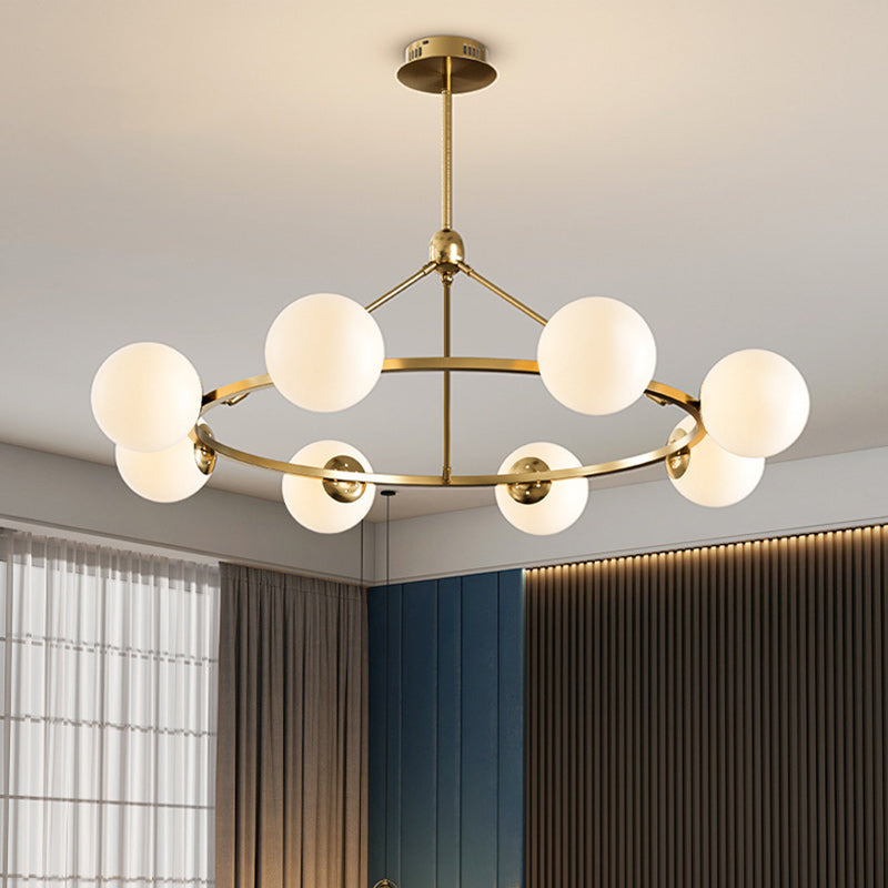 Contemporary Scandinavian Glass & Iron Globe Chandelier - 5/6/8-Light for Bedroom & Living Room
