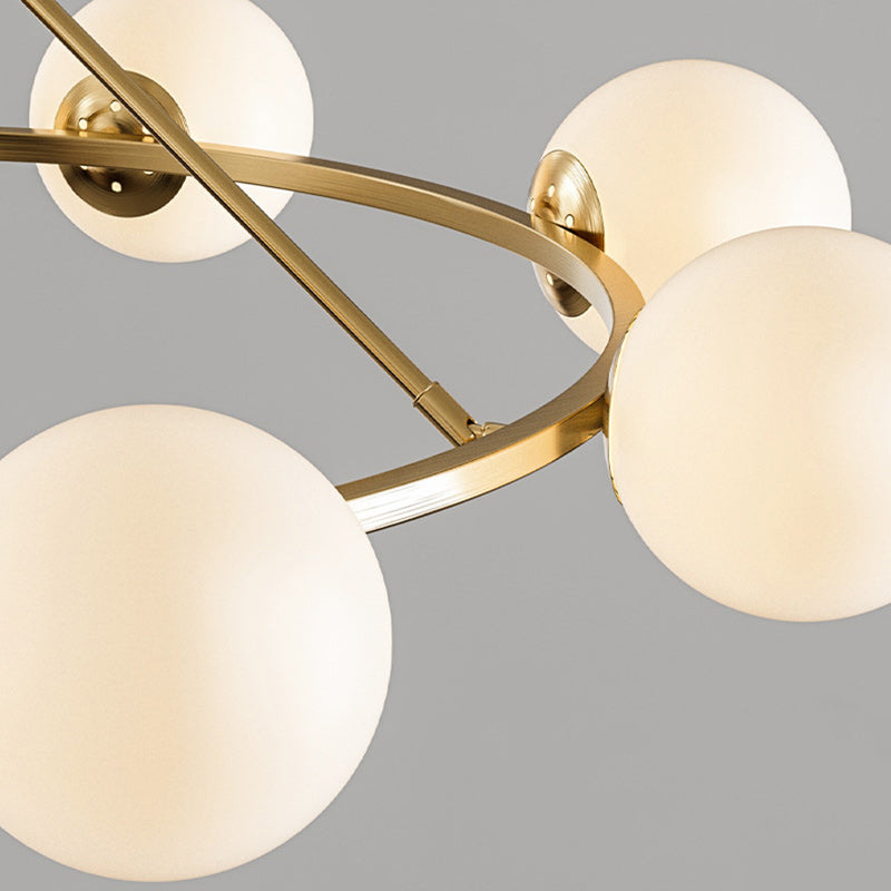Contemporary Scandinavian Glass & Iron Globe Chandelier - 5/6/8-Light for Bedroom & Living Room