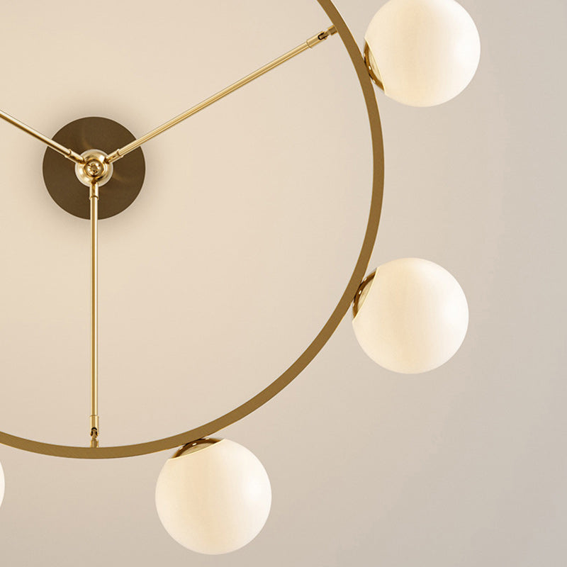 Contemporary Scandinavian Glass & Iron Globe Chandelier - 5/6/8-Light for Bedroom & Living Room