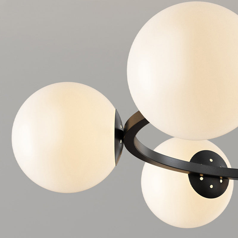 Contemporary Scandinavian Glass & Iron Globe Chandelier - 5/6/8-Light for Bedroom & Living Room