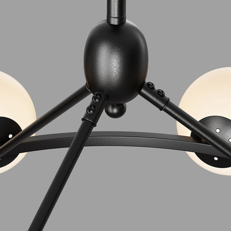 Contemporary Scandinavian Glass & Iron Globe Chandelier - 5/6/8-Light for Bedroom & Living Room