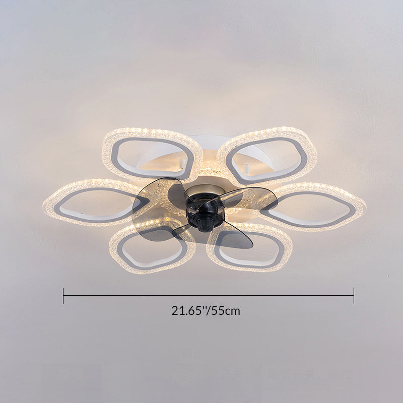 Contemporary Floral Acrylic LED Ceiling Fan Light for Bedroom