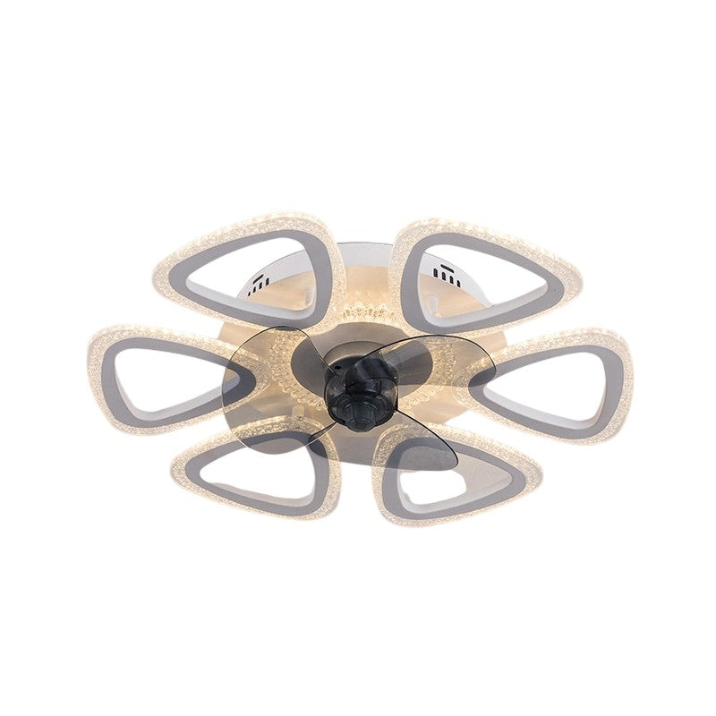 Contemporary Floral Acrylic LED Ceiling Fan Light for Bedroom