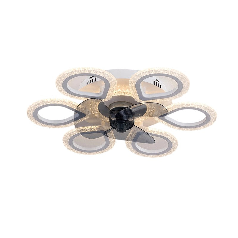 Contemporary Floral Acrylic LED Ceiling Fan Light for Bedroom