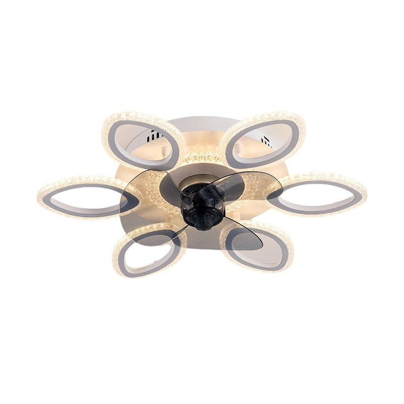 Contemporary Floral Acrylic LED Ceiling Fan Light for Bedroom