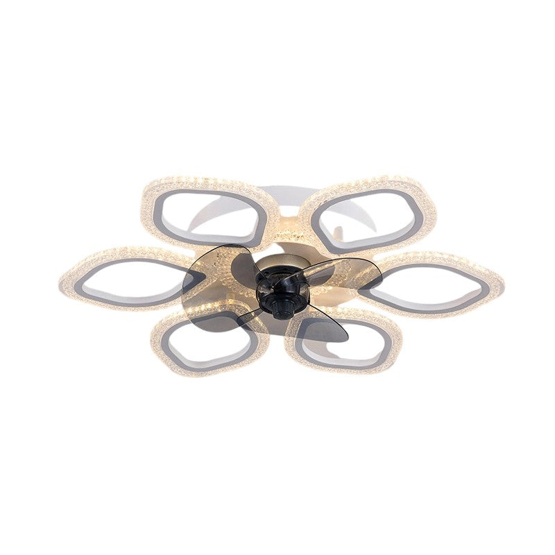 Contemporary Floral Acrylic LED Ceiling Fan Light for Bedroom