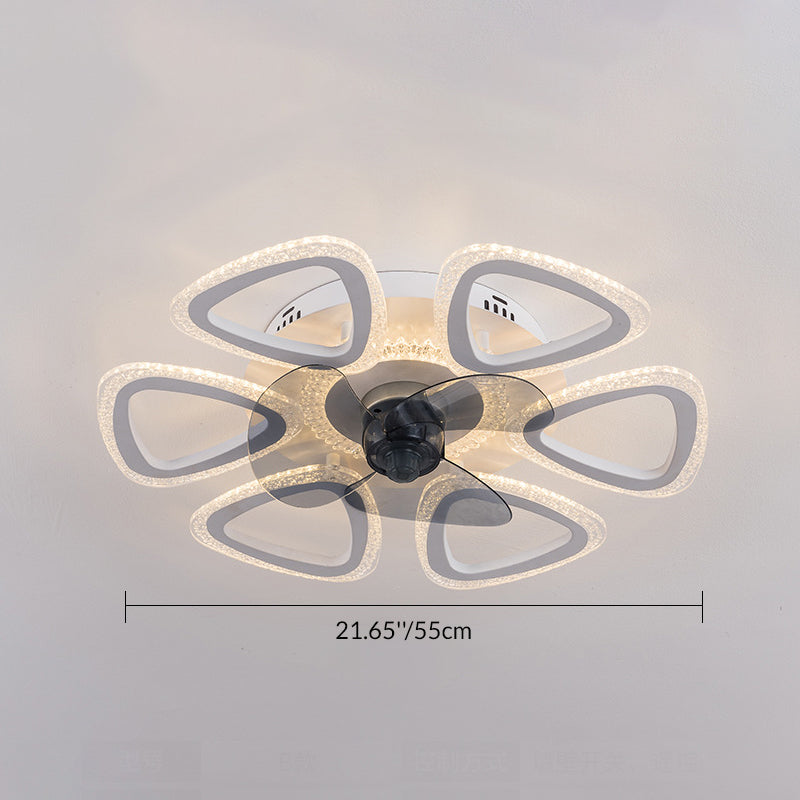 Contemporary Floral Acrylic LED Ceiling Fan Light for Bedroom