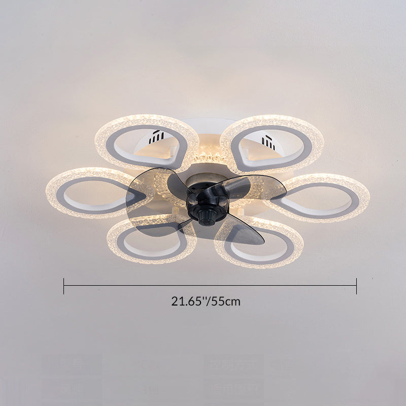 Contemporary Floral Acrylic LED Ceiling Fan Light for Bedroom