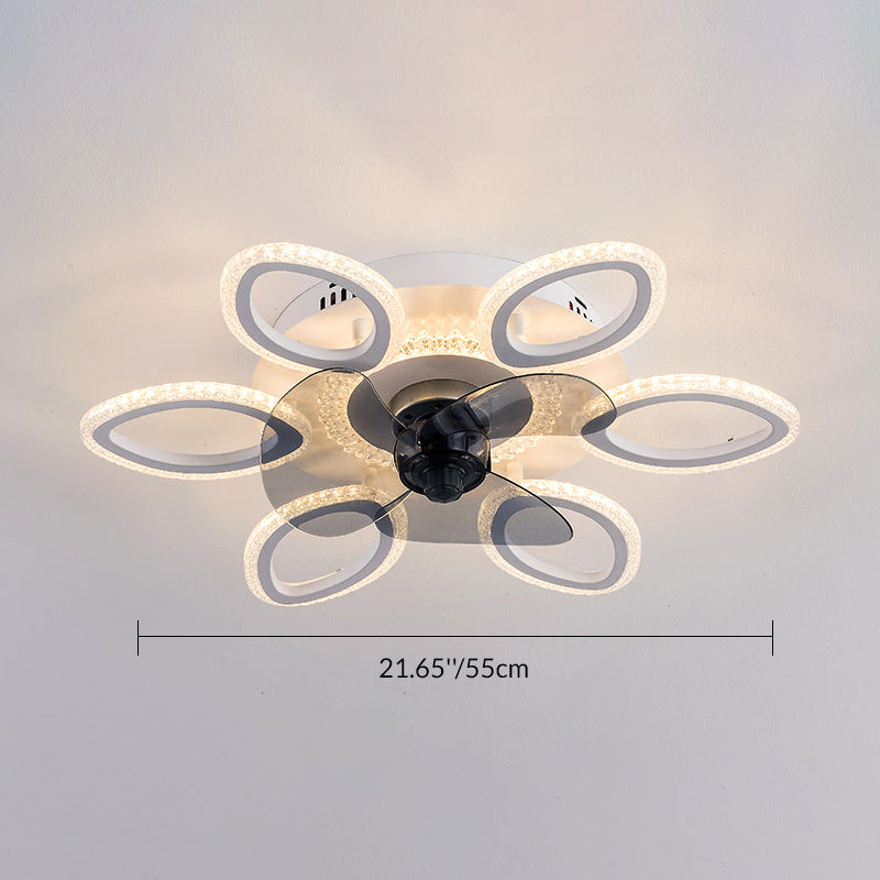 Contemporary Floral Acrylic LED Ceiling Fan Light for Bedroom