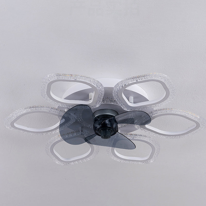 Contemporary Floral Acrylic LED Ceiling Fan Light for Bedroom