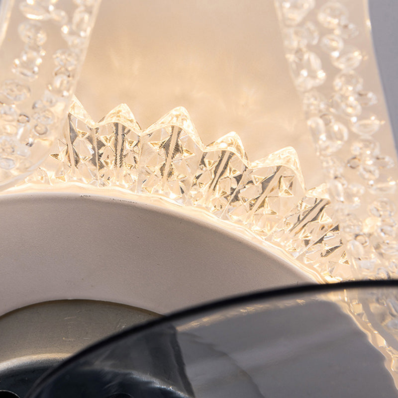 Contemporary Floral Acrylic LED Ceiling Fan Light for Bedroom