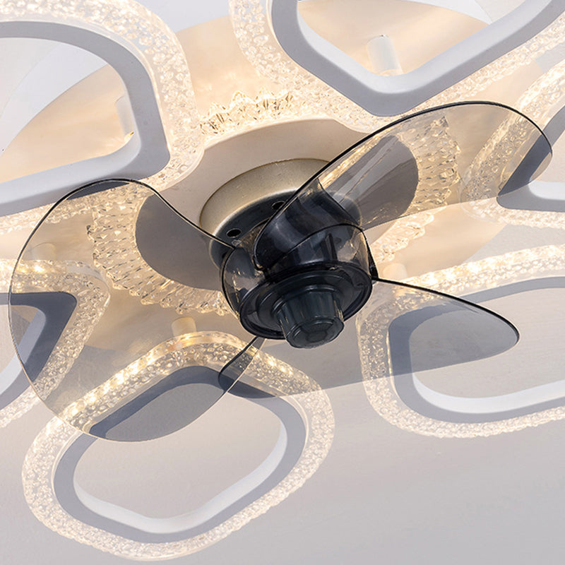 Contemporary Floral Acrylic LED Ceiling Fan Light for Bedroom